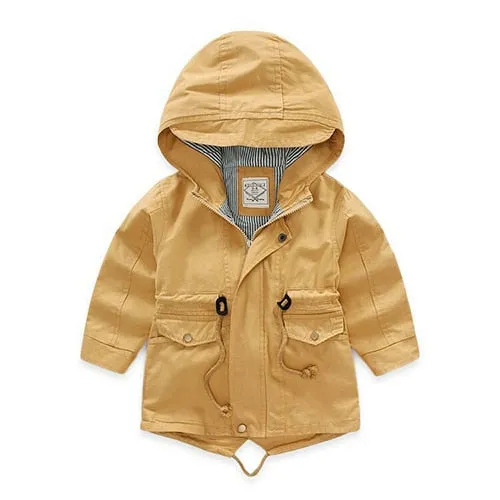 Spring Autumn Children's Cotton Clothes Kids Toddler Boys Hooded Windbreaker Fashion Outerwear