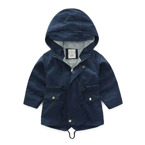 Spring Autumn Children's Cotton Clothes Kids Toddler Boys Hooded Windbreaker Fashion Outerwear