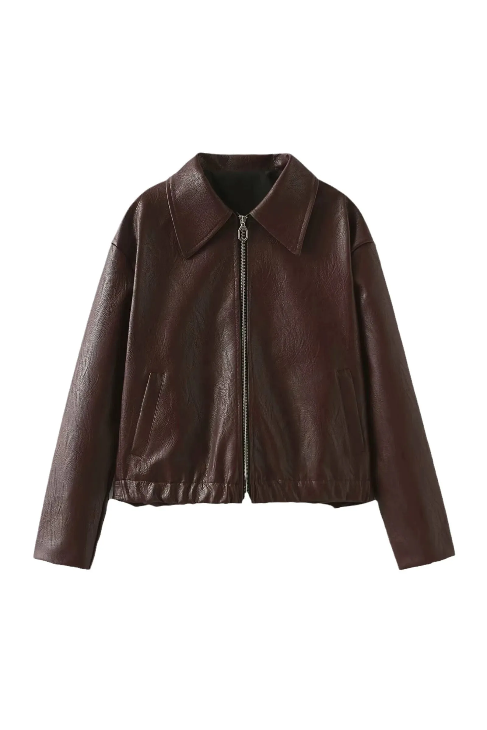 Stylish Lapel Leather Biker Jacket