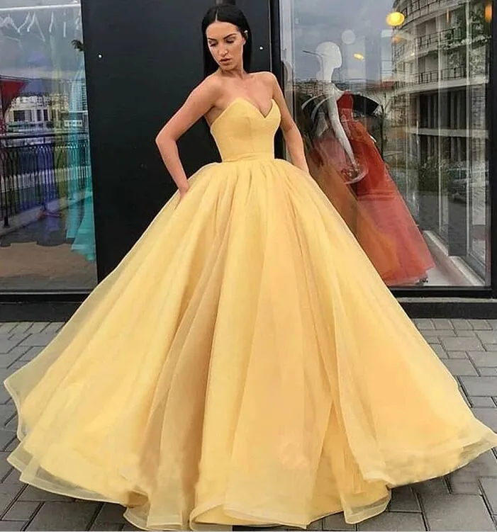 Sweetheart Yellow Long Modest Prom Gown, Long A-line Fashion Prom Dress PFP1547