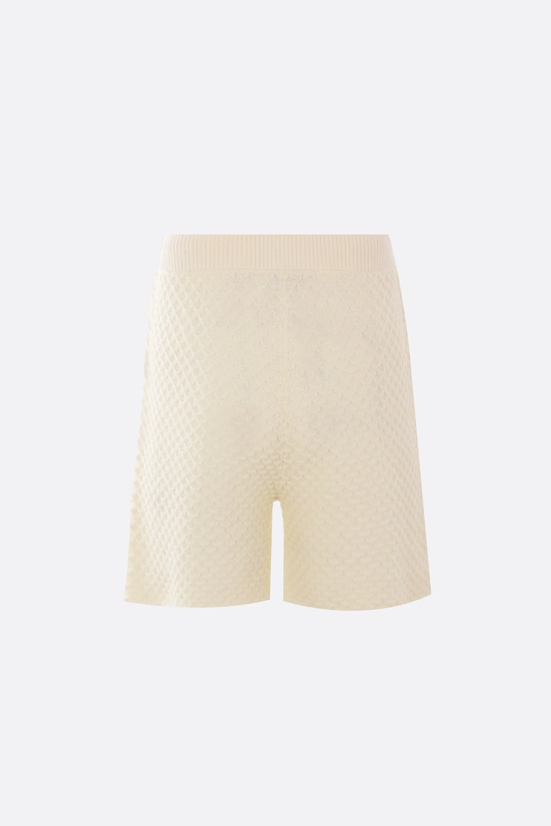Textured Pattern Knit Cotton-Blend Shorts