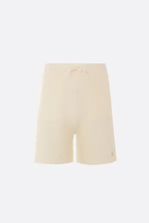 Textured Pattern Knit Cotton-Blend Shorts
