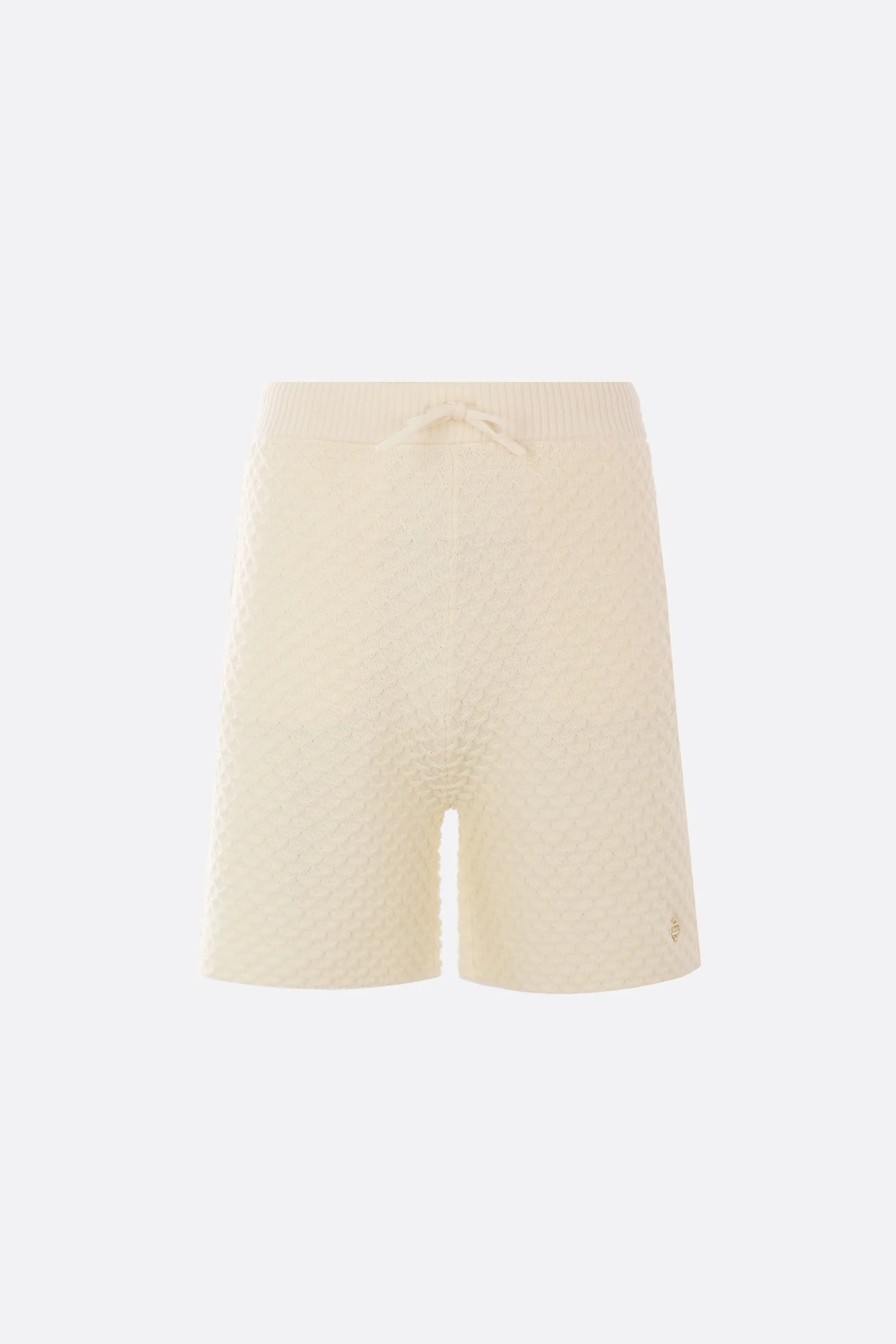 Textured Pattern Knit Cotton-Blend Shorts