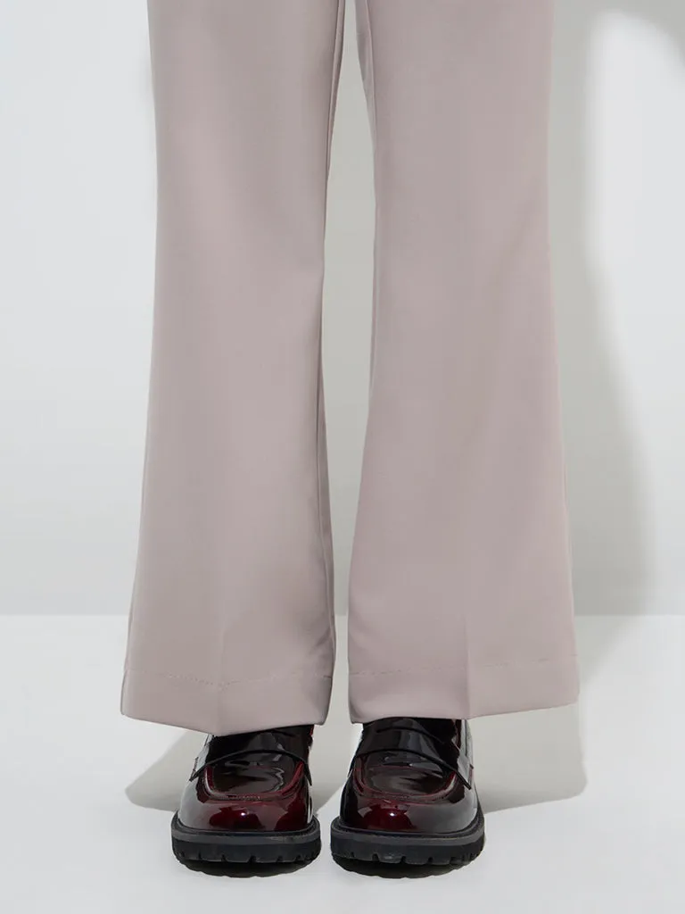 Wardrobe Beige Bootcut High-Rise Trousers