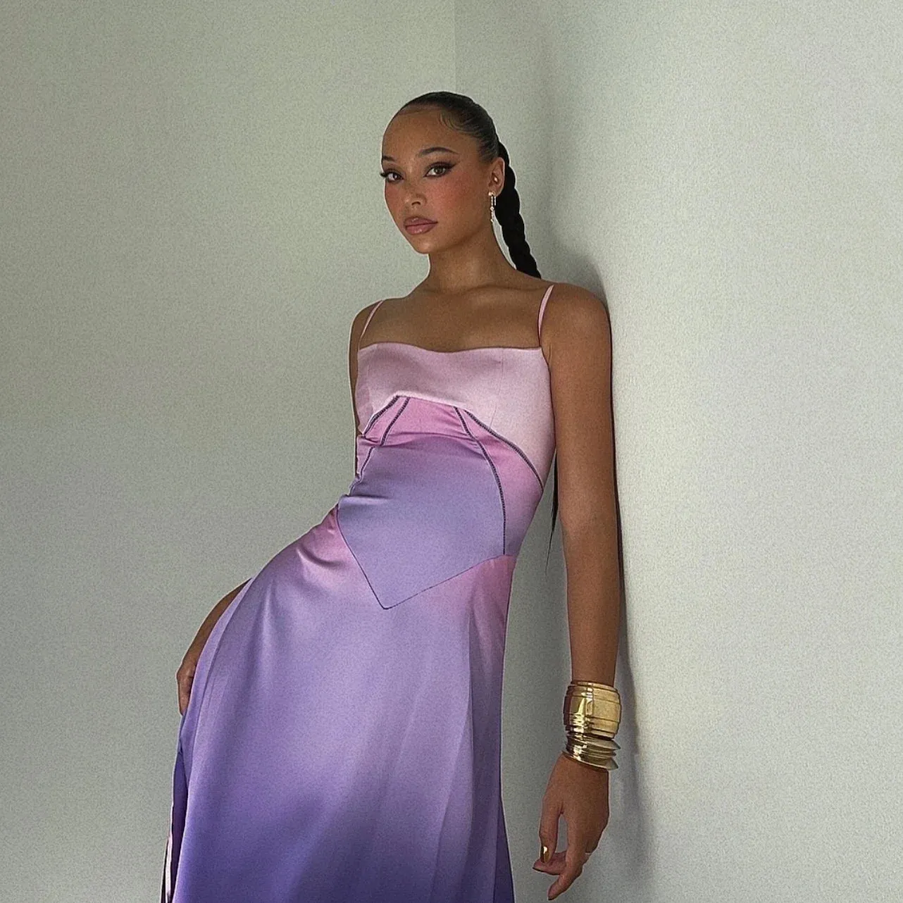 Wenkouban Midi Formal Occasion Dress 2025 New Arrivals Gradient  Lace Up Dress Elegant Spaghetti Strap Wedding Guest Dresses Women-nye outfits