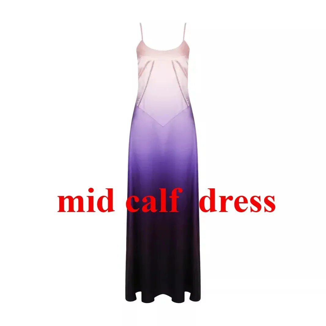 Wenkouban Midi Formal Occasion Dress 2025 New Arrivals Gradient  Lace Up Dress Elegant Spaghetti Strap Wedding Guest Dresses Women-nye outfits