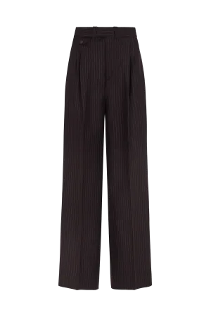 Wide Leg Trouser in Wool Pinstripe